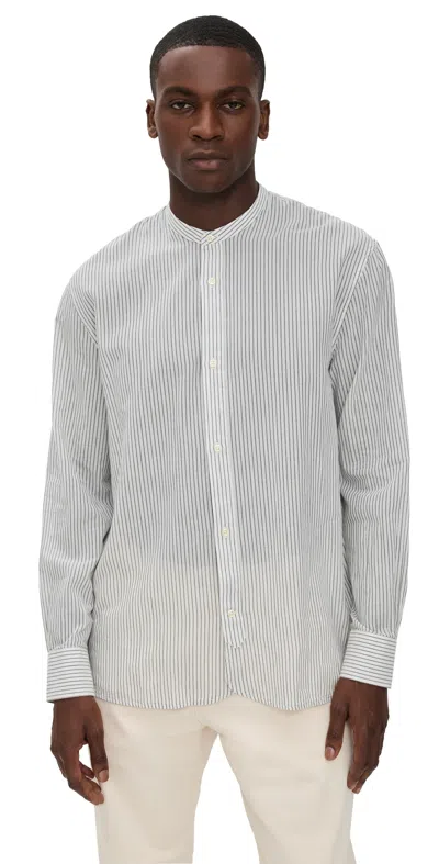 Officine Generale Gali Stripe Shirt White/grey In Multi