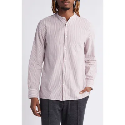 Officine Generale Officine Générale Gaston Rustic Stripe Button-up Shirt In Ecru/ Sunset Berry