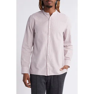 Officine Generale Officine Générale Gaston Rustic Stripe Button-up Shirt In Ecru/sunset Berry