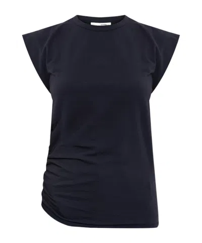 Officine Generale Gathered Cotton T-shirt In Blue