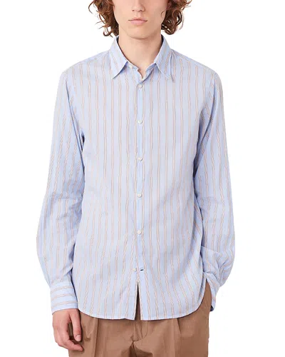 Officine Generale Giacomo Light Stripe Cotton Poplin Shirt In Nude