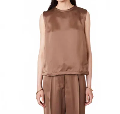 Officine Generale Grace Italian Fluid Viscose Top In Ginger Bread In Brown