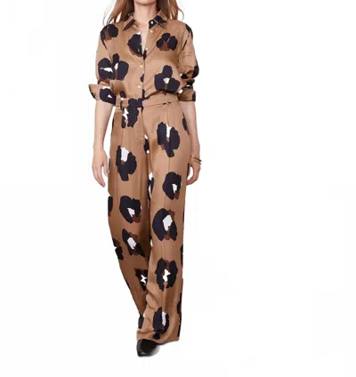 Officine Generale Gracella Italia Vi Leo Print Pants In Toffee/black/brown/white In Multi