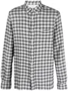 Officine Generale Graphic-print Seersucker Shirt In Grey