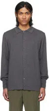 Officine Generale Gray Brent Cardigan In Mid Grey