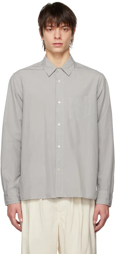 Officine Generale Emory Garment-dyed Cotton-poplin Shirt In Pebble Grey