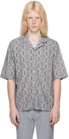 Officine Generale Patterned Shirt In Grey/dkgrey/white