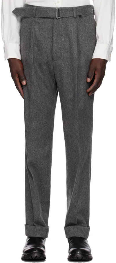 Officine Generale Grey Humphrey Trousers In Mid Grey