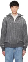 Officine Generale Gray Tarek Sweater In Grey/white