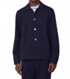 Officine Generale Harrison Long Sleeve Overshirt In Dark Navy In Blue