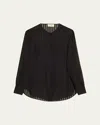 Officine Generale Hermy Sheer Button-front Top In Black