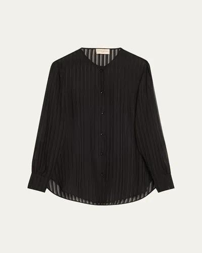 Officine Generale Hermy Sheer Button-front Top In Black