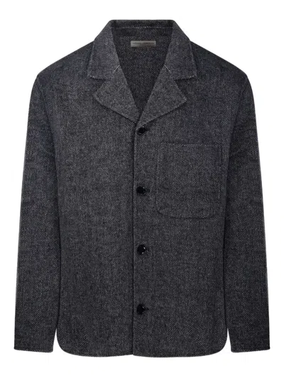 Officine Generale Herringbone Blazer In Gray