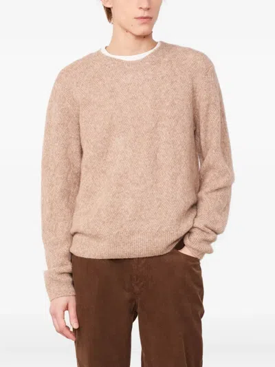 Officine Generale Herringbone Long-sleeve Sweater In Neutral