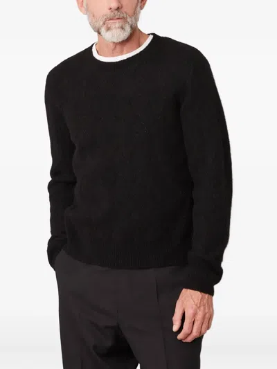 Officine Generale Herringbone Wool-lamb Fur Sweater In Black