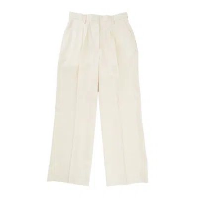 OFFICINE GENERALE HIGH-WAISTED WIDE LEG PANTS WITH DOUBLE PLEATS