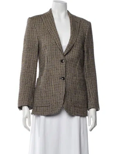Pre-owned Officine Generale Houndstooth Print Blazer In Brown