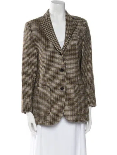 Pre-owned Officine Generale Houndstooth Print Blazer In Green