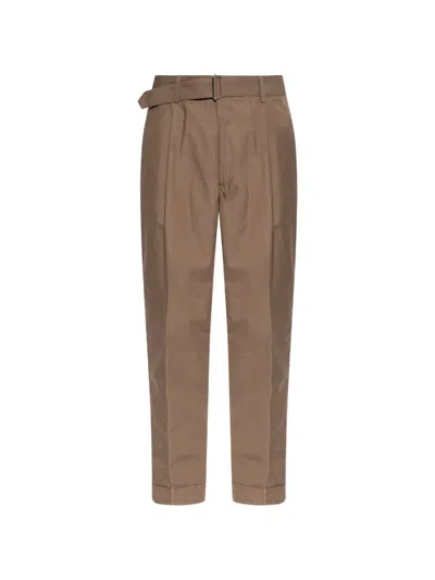 Officine Generale Hugo Belted Pleated Trousers In Multi