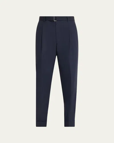Officine Generale Hugo Cotton Poplin Tailored Pants In Blue