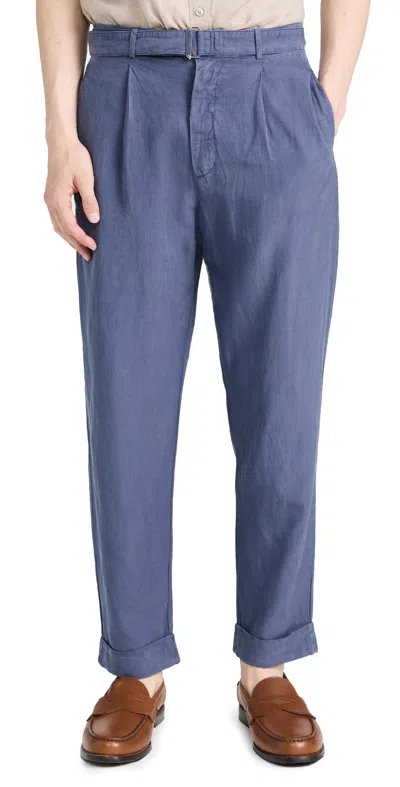 Officine Generale Men's Hugo Pleated Lyocell-blend Pants In Nightshadow