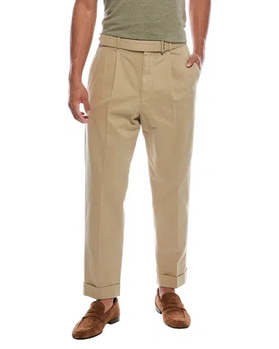 Officine Generale Hugo Twill Slub Pant In Brown
