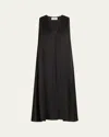 Officine Generale Ila Fluid Satin Slip Dress In Black