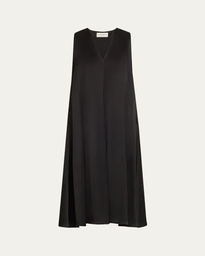 Officine Generale Ila Fluid Satin Slip Dress In Black