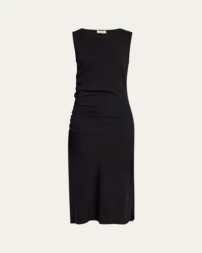 Officine Generale Inae Stretch Viscose Midi Dress In Black