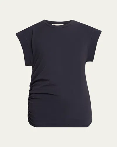 Officine Generale Inaya Asymmetric Jersey Tee In Blue