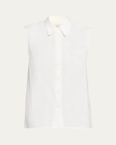 Officine Generale Iseult Sleeveless Japanese Cotton Shirt In White