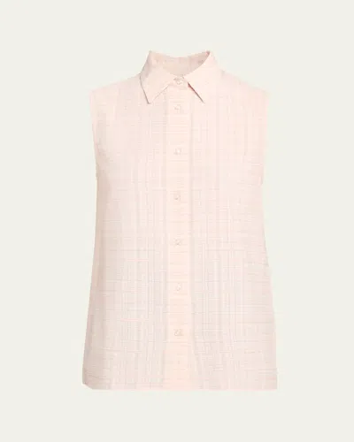 Officine Generale Isy Textured Sleeveless Shirt In Pink