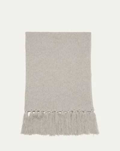 Officine Generale Italian Wool Fringe Scarf In Gray