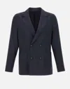 Officine Generale Double Breasted Four Buttons Jacket In Blue