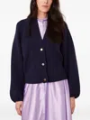 Officine Generale Jaimie Balloon-sleeve Button Cardigan In Blue