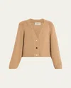 Officine Generale Jaimie Italian Wool Cardigan In Brown