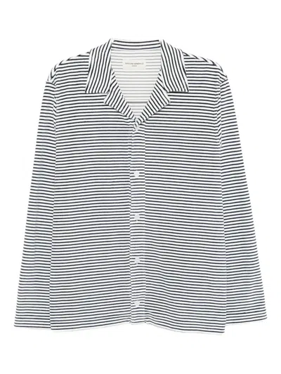 Officine Generale Kai Striped Shirt In White