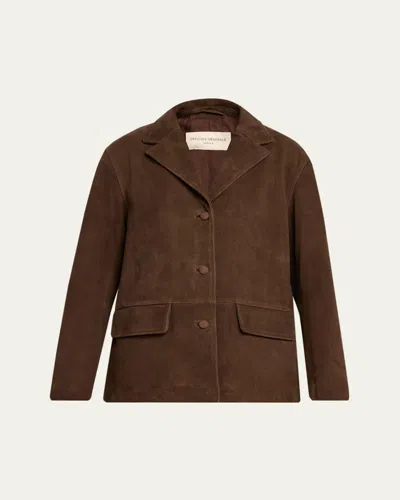 Officine Generale Kataline Goat Suede Jacket In Brown