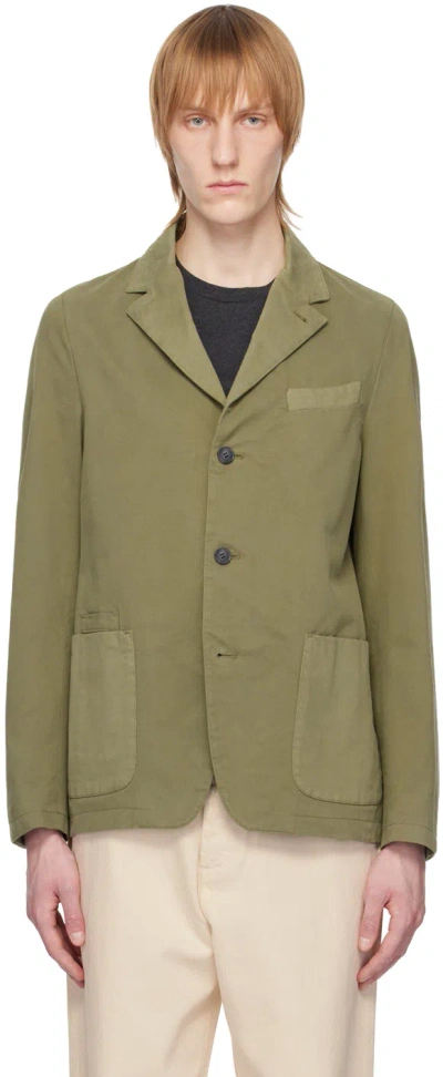 Officine Generale Khaki Notched Blazer In Turtle Green
