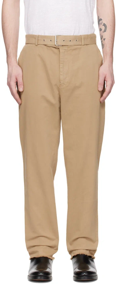 Officine Generale Owen Garment-dyed Cotton-blend Trousers In British Khaki