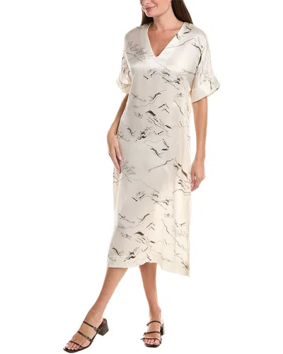 Officine Generale Kira Silk Midi Dress In Neutral