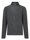 Officine Generale Full Zip Black/grey Sweater In Gray