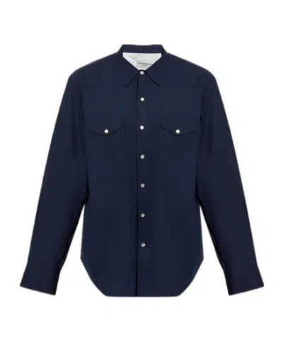 Officine Generale Lapel Long-sleeved Shirt In Black