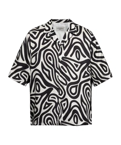 Officine Generale Lapel Short Sleeve Shirt In Black
