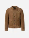 Officine Generale Button-fastening Suede Jacket In Brown