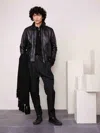 Shop Officine Generale Officine Générale Leather Bomber Jacket In Black