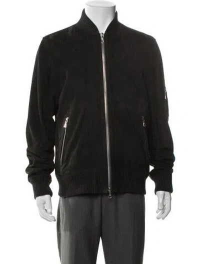 Pre-owned Officine Generale Leather Bomber Jacket In Green