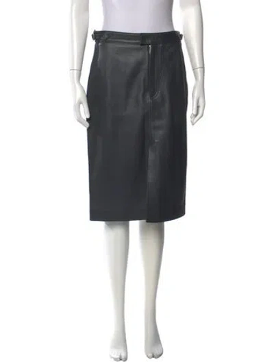 Pre-owned Officine Generale Leather Midi Length Skirt In Gray