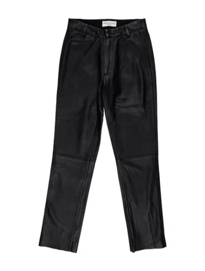 Pre-owned Officine Generale Leather Straight Leg Pants In Blue