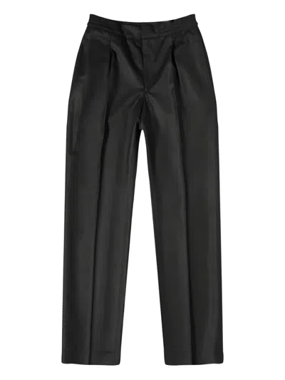 Officine Generale Leather Trousers In Black